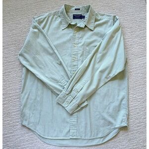 American Eagle Mens LG Washed Oxford Lt Green Plaid LS Shirt Preppy Collegiate